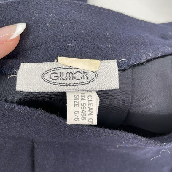 Vintage Avant garde Blazer Women 0 Navy Skirt Set Midi Slit Wool* Victorian Suit - Picture 6 of 16